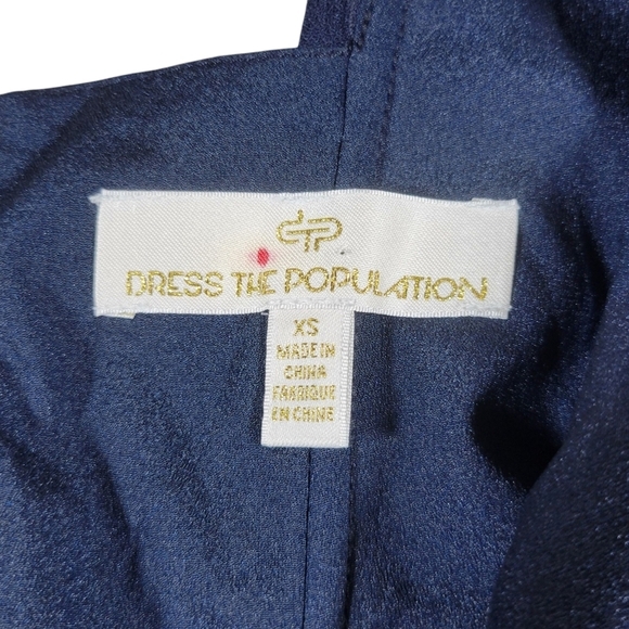 Dress the Population Dress Womens XS Navy Louisa Flutter Sleeve‎ Sheath V Neck - Picture 4 of 13